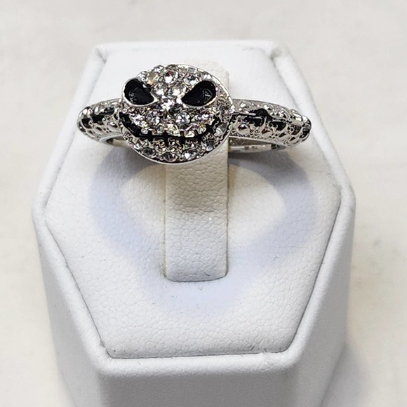 Jack Skellington Silver Tone Crystal Pave Ring Sz 10 Nightmare Before Christmas - Picture 1 of 5